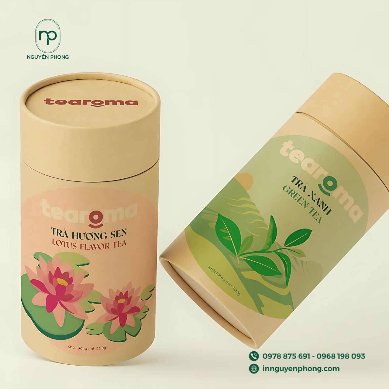 Mẫu thiết kế hộp khối trụ đựng trà thảo mộc 